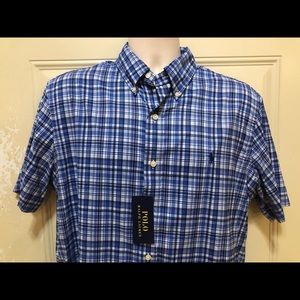 NWT Men’s Ralph Lauren performance classic fit short sleeve button down shirt.